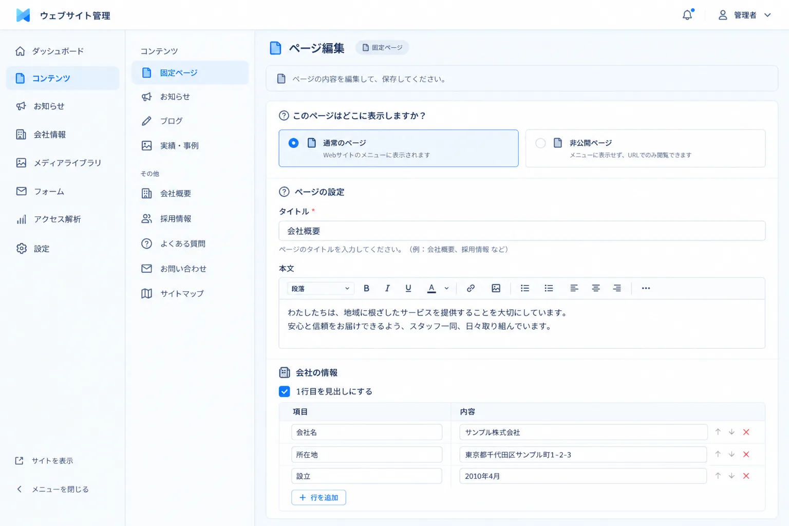 ホームページを作るためではなく、育てるためのCMSです